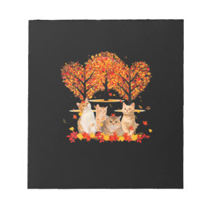 Thanksgiving Maple Cat Heart Shape Tree Leaf Notepad