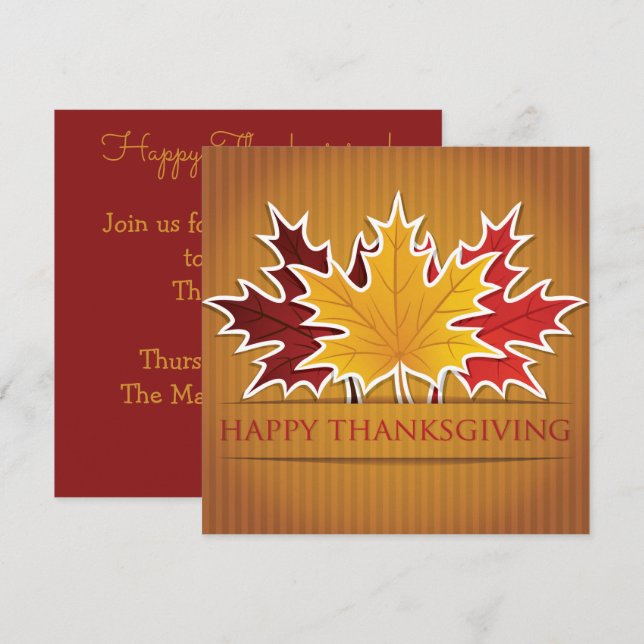 Thanksgiving maple leaf invitation (Front/Back)