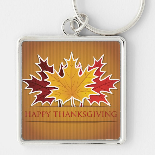 Thanksgiving maple leaf keychain (Front)
