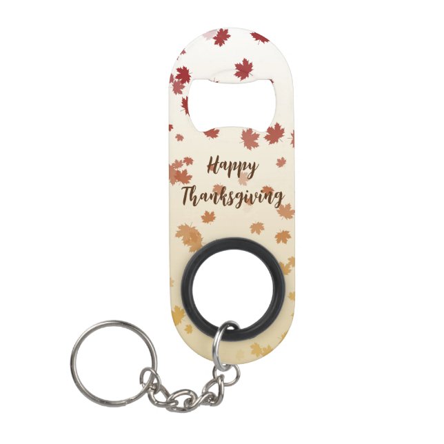 Thanksgiving Maple Leaves Keychain Bottle Opener (Front)