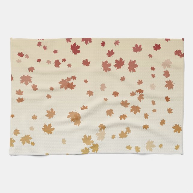 Thanksgiving Maple Leaves Kitchen Towel (Horizontal)