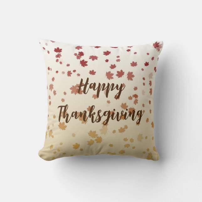 Thanksgiving Maple Leaves Throw Pillow (Front)