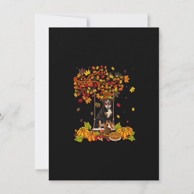 Thanksgiving Maple Pumpkin Bernese Mountain Dog Ha Invitation (Front)