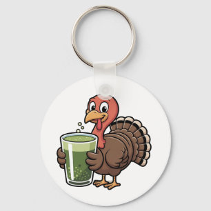 Thanksgiving Matcha Turkey Drinking Tea Gobbler Keychain