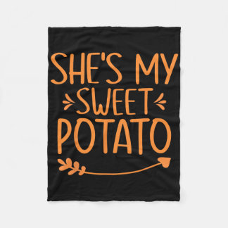 Thanksgiving Matching Couples Outfit Sweet Potato  Fleece Blanket