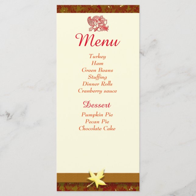 Thanksgiving Menu individual cards (Front)