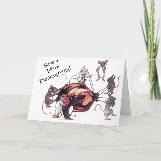THANKSGIVING MICE Folded Greeting Card (Front)