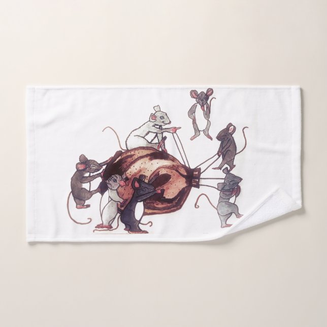THANKSGIVING MICE STEAL TURKEY  HAND TOWEL (Hand Towel)