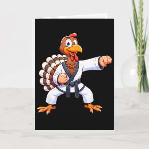 Thanksgiving Mma Kickboxing Judo Karate Turkey Kid Card