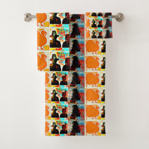 Thanksgiving Modern Art Collage Hand Towel
