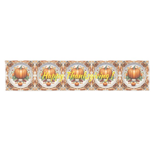 Thanksgiving Modern Pumpkin Autumn Collection Short Table Runner (Horizontal)