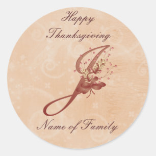 Thanksgiving Monogram Letter J Sticker