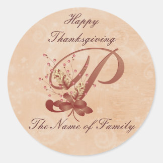 Thanksgiving Monogram Letter P Sticker
