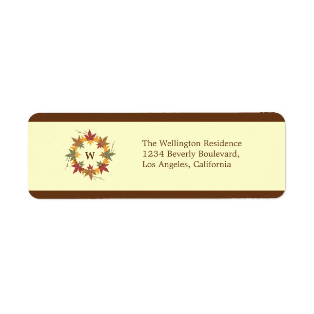 Thanksgiving Monogram Wreath Return Address Label (Front)