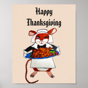THANKSGIVING MOUSE PILGRIM  POSTER