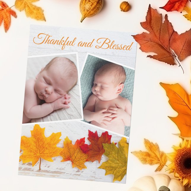 Thanksgiving Newborn Photo Thankful Blessed Card (Creator Uploaded)