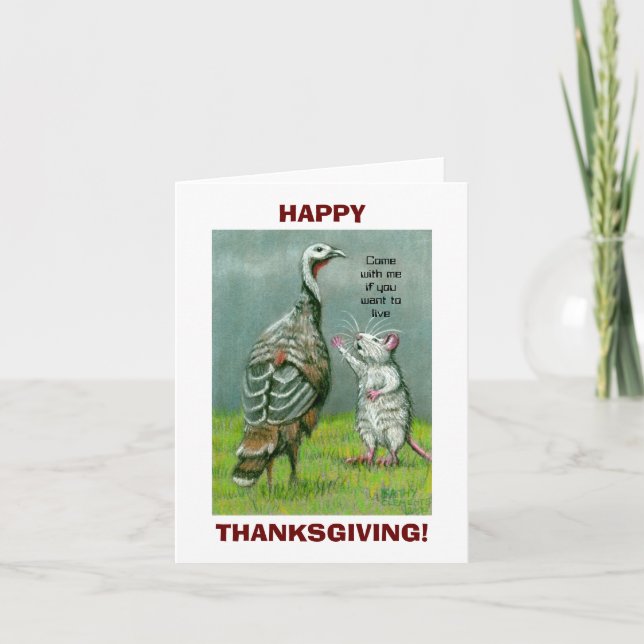 Thanksgiving Note Card funny vegetarian (Front)