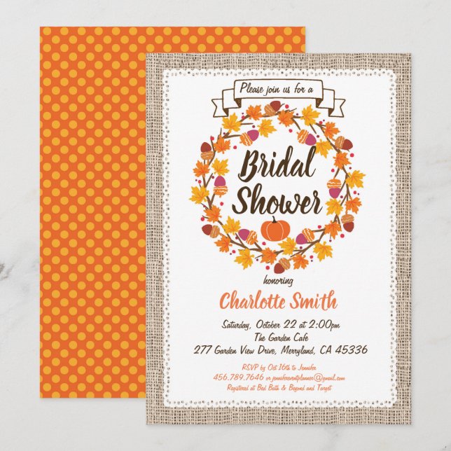 Thanksgiving nuptiale invitation couronnes (Devant / Derrière)