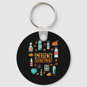 Thanksgiving Nurse Emergency Department Fall Scrub Keychain