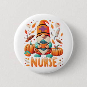 Thanksgiving Nurse Gnomes Fall Scrub 2 Inch Round Button