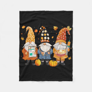 Thanksgiving Nurse Gnomes Fall Scrub Top Autumn Wo Fleece Blanket