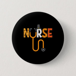 Thanksgiving Nurse Stethoscope Nursing Fall Scrub 2 Inch Round Button