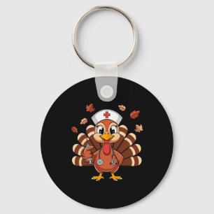 Thanksgiving Nurse Turkey Rn Icu Er Nicu Nurse Cre Keychain
