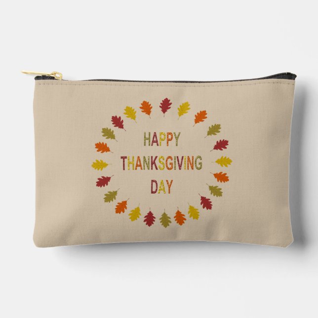 Thanksgiving Oak Leaves Accessory Pouch (Front)