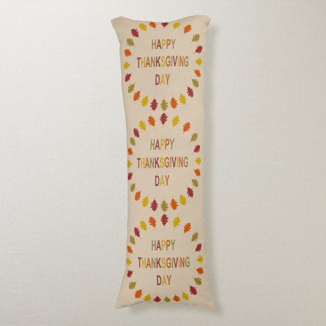 Thanksgiving Oak Leaves Body Pillow (Front Vertical)
