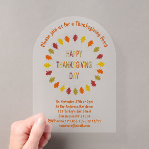 Thanksgiving Oak Leaves Custom Acrylic Invitations