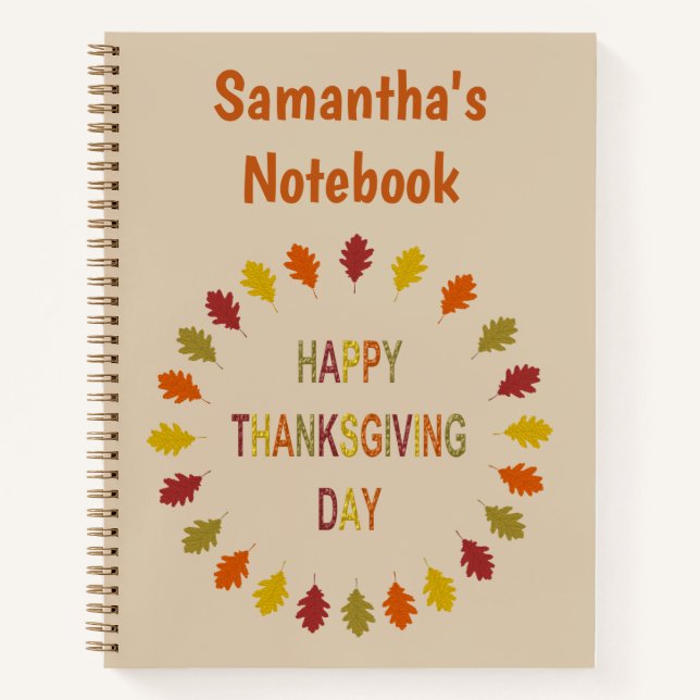 Thanksgiving Oak Leaves Custom Notebook (Front)