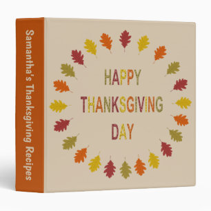 Thanksgiving Oak Leaves Custom Recipe Binder