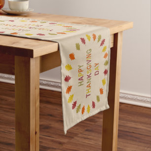 Thanksgiving Oak Leaves Patterned Short Table Runner