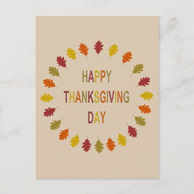 Thanksgiving Oak Leaves Postcard (Front)