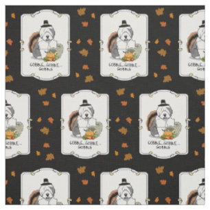 Thanksgiving Old English Sheepdog (Grey 1) Fun Fabric