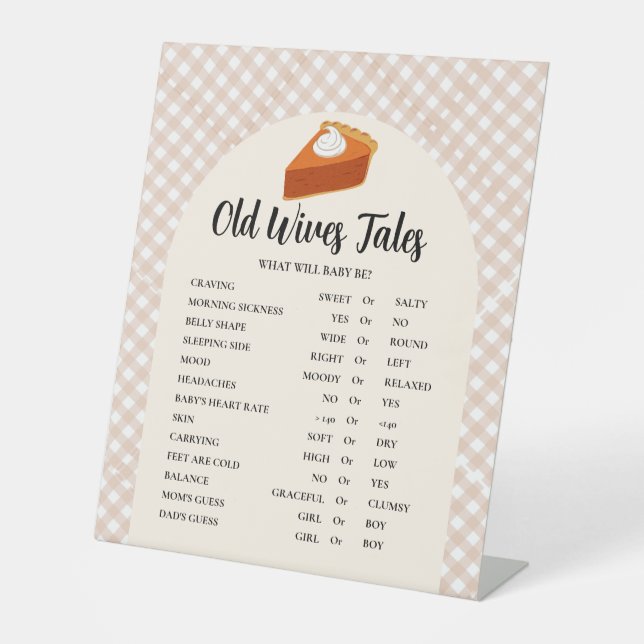 Thanksgiving Old WIves Tales Baby shower Game  Pos Pedestal Sign (Front)