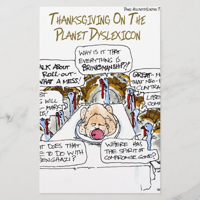 Thanksgiving On Dyslexicon Funny Stationery (Front)