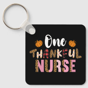 Thanksgiving One Thankful Nurse Leopard Fall Groov Keychain