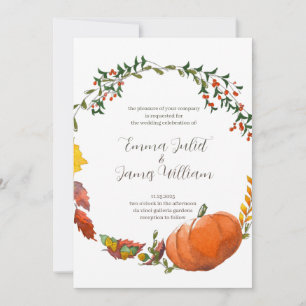 Thanksgiving or Fall Watercolor Wedding Invitation