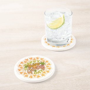 Thanksgiving Orange Bohemian Mandala Autumn Leaves Coaster