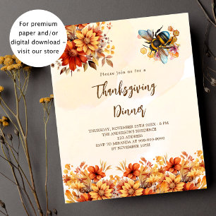 Thanksgiving orange florals bee invitation