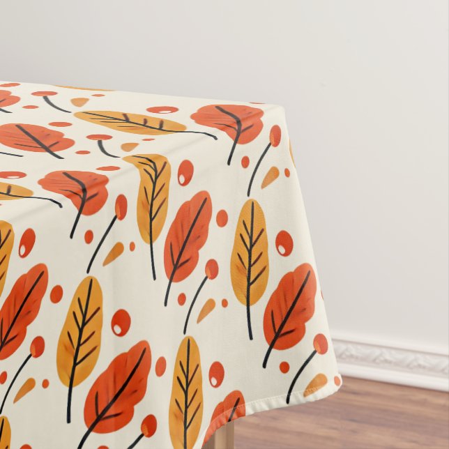 Thanksgiving Orange Yellow Fall Leaves Beautiful Tablecloth (In Situ)