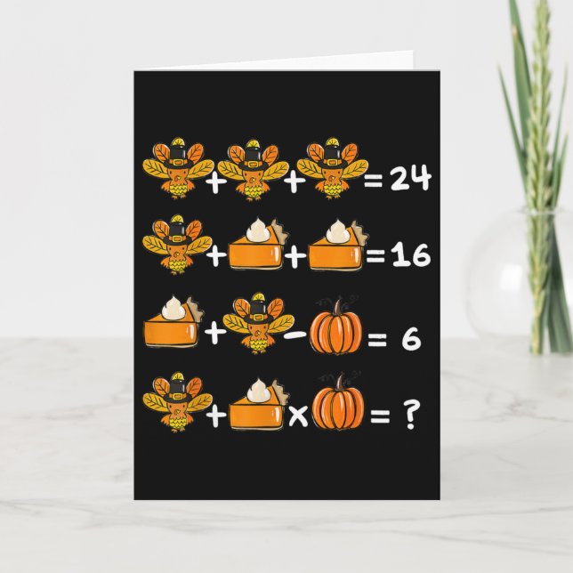 Thanksgiving Order Of Operations Math Teacher Quiz Card (Front)