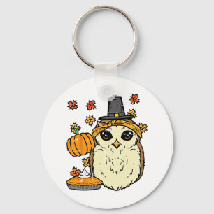 Thanksgiving Owl Pilgrim Cute Fall Autumn Women Gi Keychain