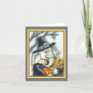 THANKSGIVING PACHYDERM, PILGRIM ELEPHANT Blank Card