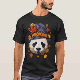 Thanksgiving Panda Pilgrim Costume Fall Autumn T-Shirt