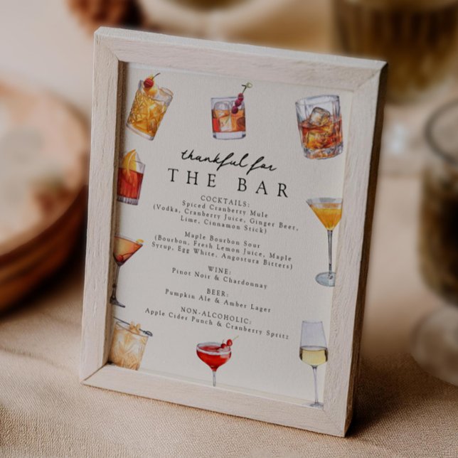 Thanksgiving Party Bar Menu Sign (Creator Uploaded)