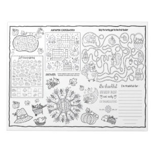 Thanksgiving Party Colouring Activity for Kids Notepad