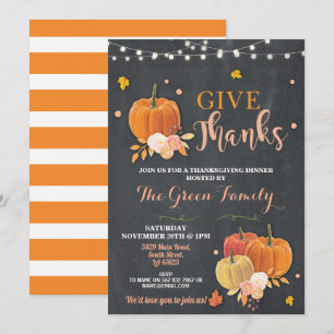 Thanksgiving Party Fall Rustic Lights Dinner Invitation