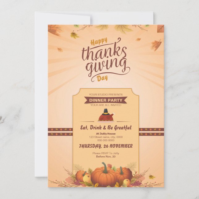 Thanksgiving Party Flyer template (Front)